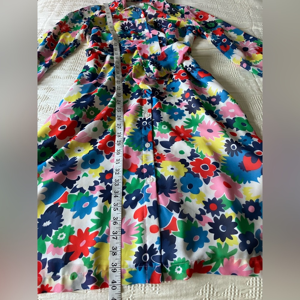 BODEN Abigail Midi Shirt Colorful Floral Retro Print Dress Size 4P - Picture 12 of 16